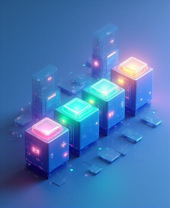 Abstract digital technology blocks representing structured learning